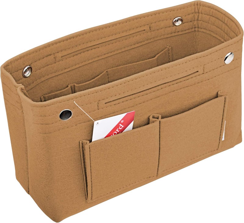 Vercord Felt Purse Tote Organizer Insert Divider Inside Handbag for Women Medium Brown - Image 1
